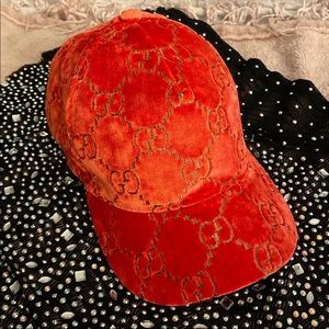 Gucci GG velvet monogram baseball cap.